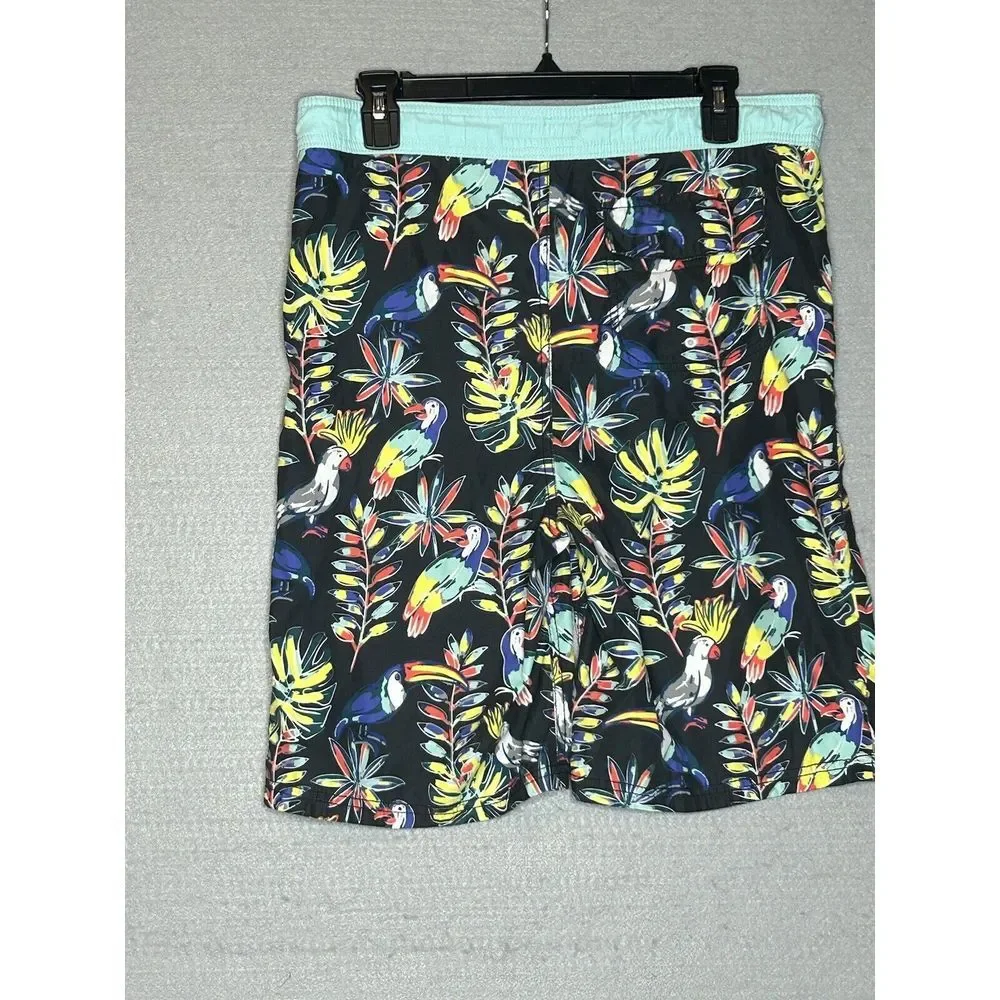Tommy Bahama Mens XL Relaxed Board Shorts Black‎ Tropical Swim Trunks Inseam 9